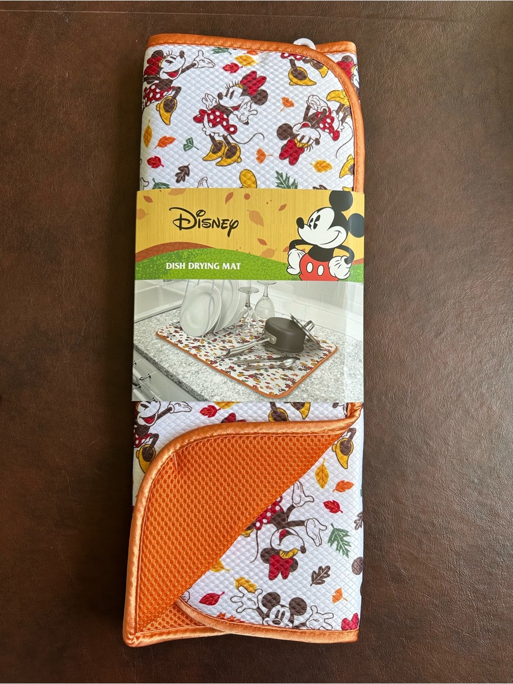 Disney Dish Drying Mat Mickey Mouse And Friends Fall Autumn Leaves